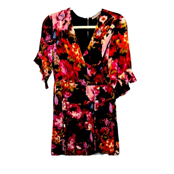 Multi color dress, never worn! Size 10. Romantic floral with liner and ruffles - Picture 1 of 5